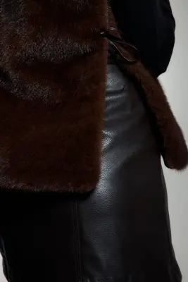 Top sans manches avec col cheminée - Marron foncé — photo 4