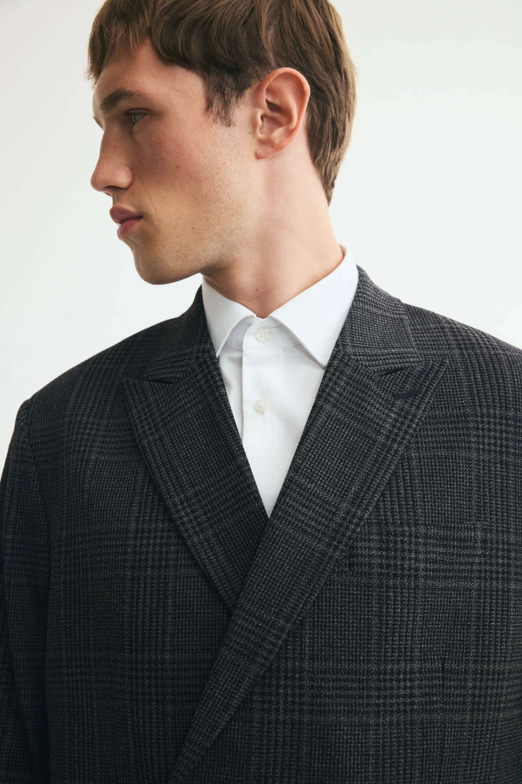 Veste Relaxed Fit à fermeture croisée - Gris foncé/carreaux
