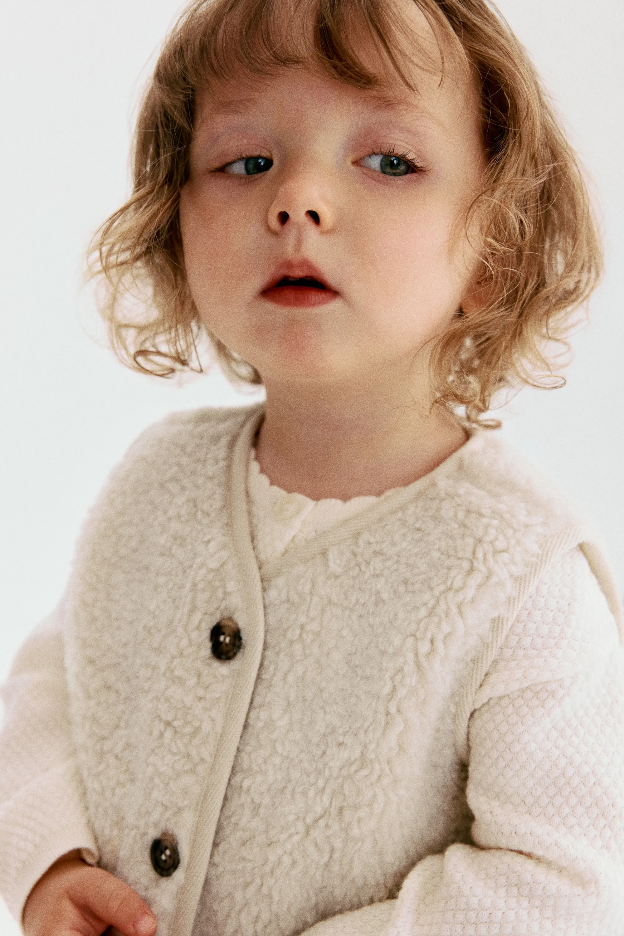 Veste sans manches en tissu Teddy bear - Crème