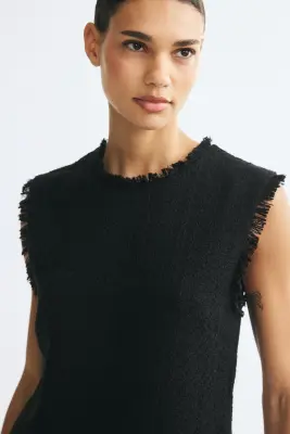 Robe en bouclette avec ceinture - Noir — photo 2