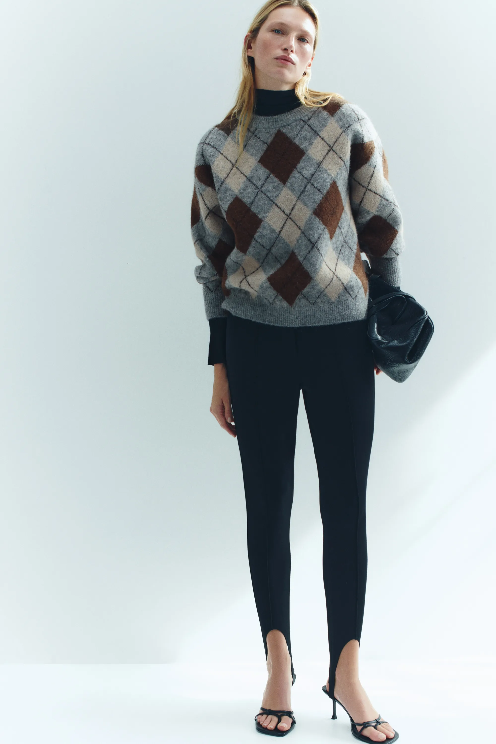 Pull oversize - Gris/motif argyle