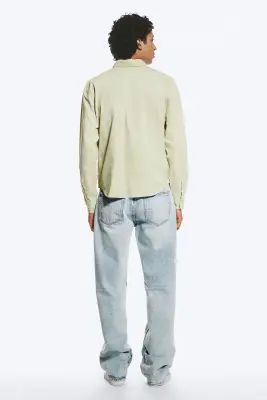 Chemise manches longues en coton - Taupe cendré clair — photo 3