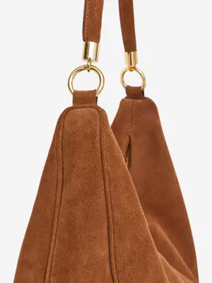 Sac à bandoulière en cuir suédé - Marron — photo 3