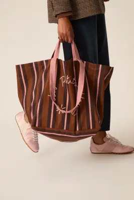 Tote Bag XXL Rayures Cognac — photo 2