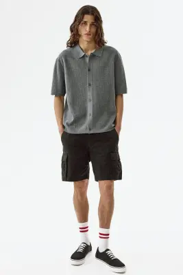 Chemise Regular Fit en maille texturée - Gris — photo 1