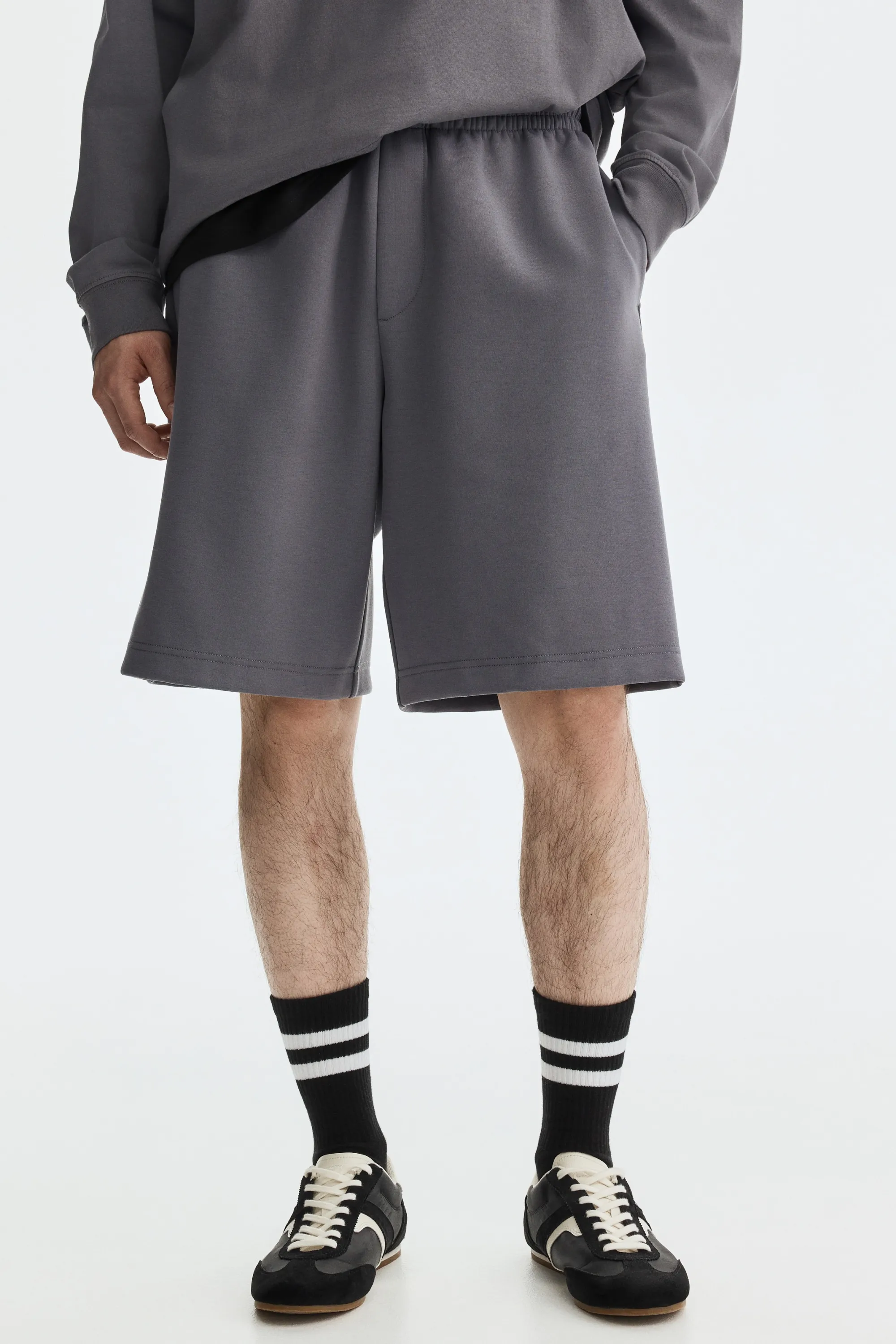 Short Relaxed Fit en interlock - Gris foncé