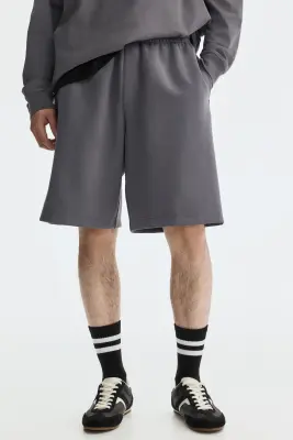 Short Relaxed Fit en interlock - Gris foncé — photo 1