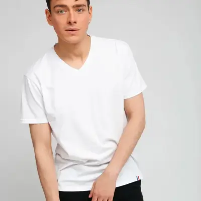 T-shirt Martin col V blanc — photo 3