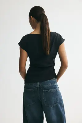 Top froncé en viscose mélangée - Gris foncé — photo 4