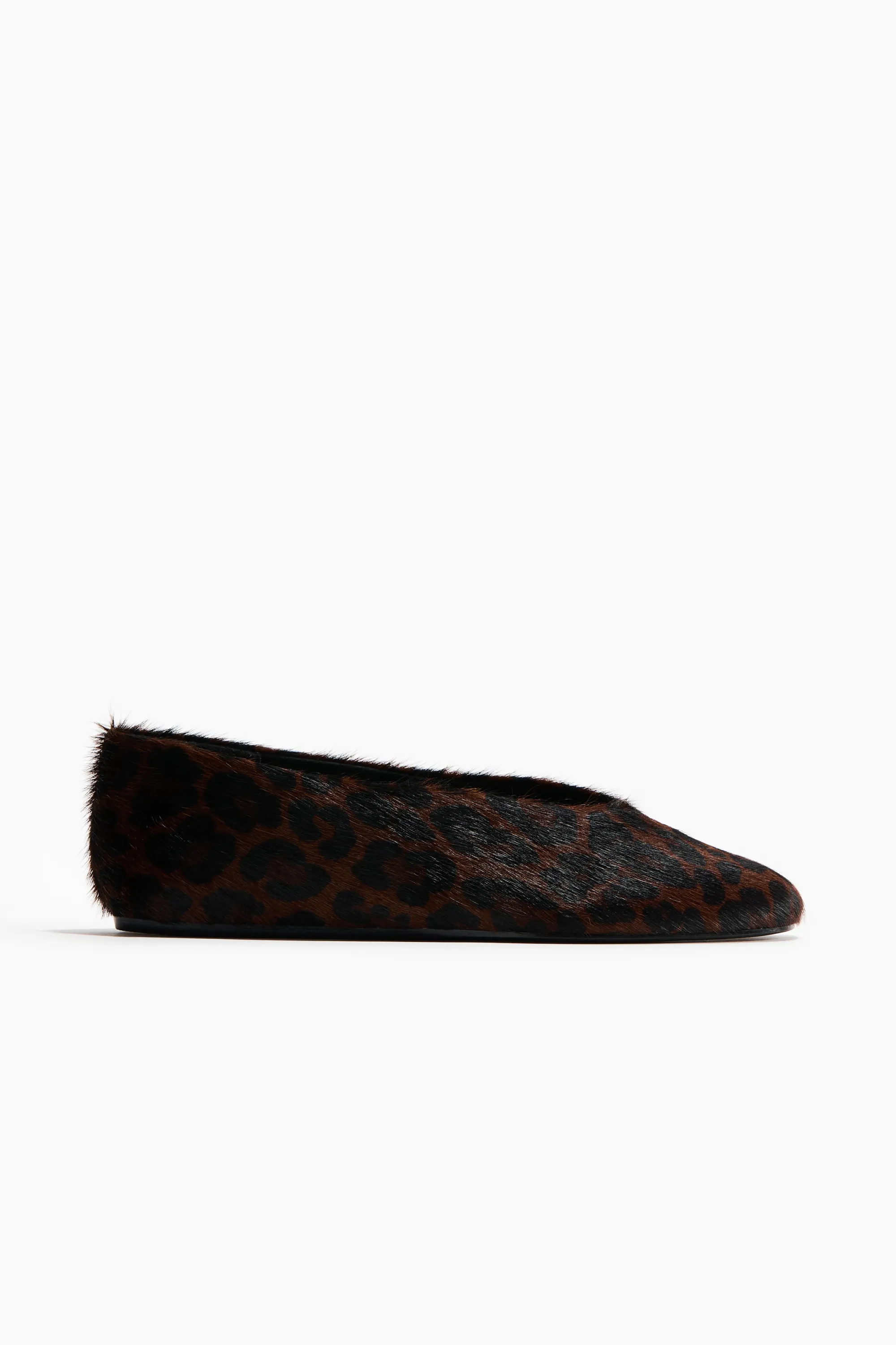 Ballerines en cuir - Marron foncé/imitation léopard