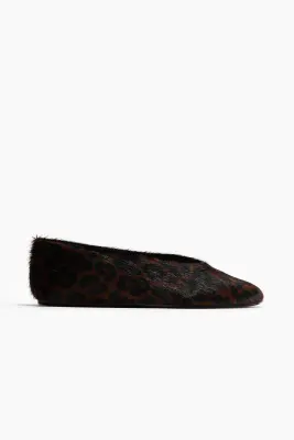 Ballerines en cuir - Marron foncé/imitation léopard — photo 1