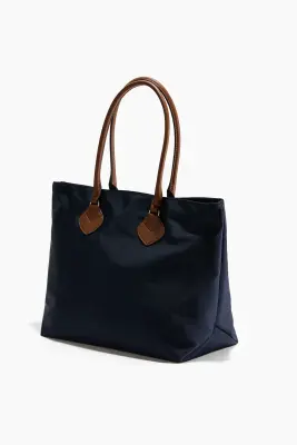 Sac shopping - Bleu marine/marron — photo 1