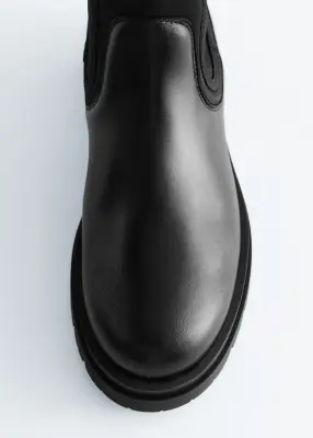 Bottines en cuir - Noir — photo 4