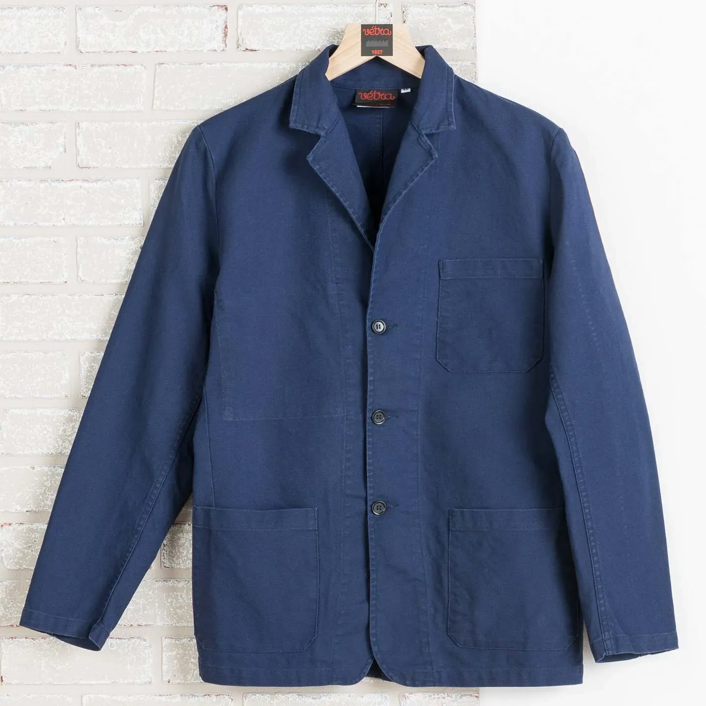 Veston workwear en croisé en coton bio 1G/24 - Navy