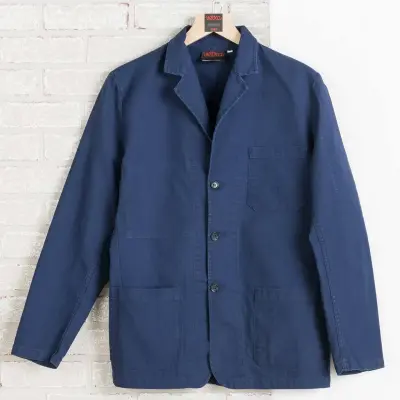 Veston workwear en croisé en coton bio 1G/24 - Navy — photo 1