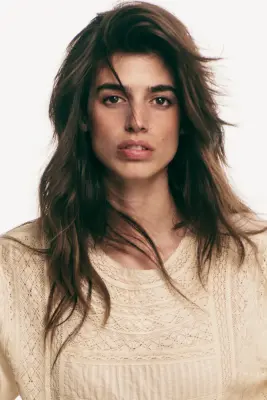 Blouse en coton avec dentelle - Beige clair — photo 1