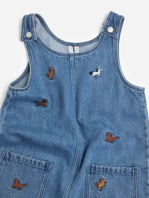 Robe en jean brodée - Bleu/Chevaux — photo 2