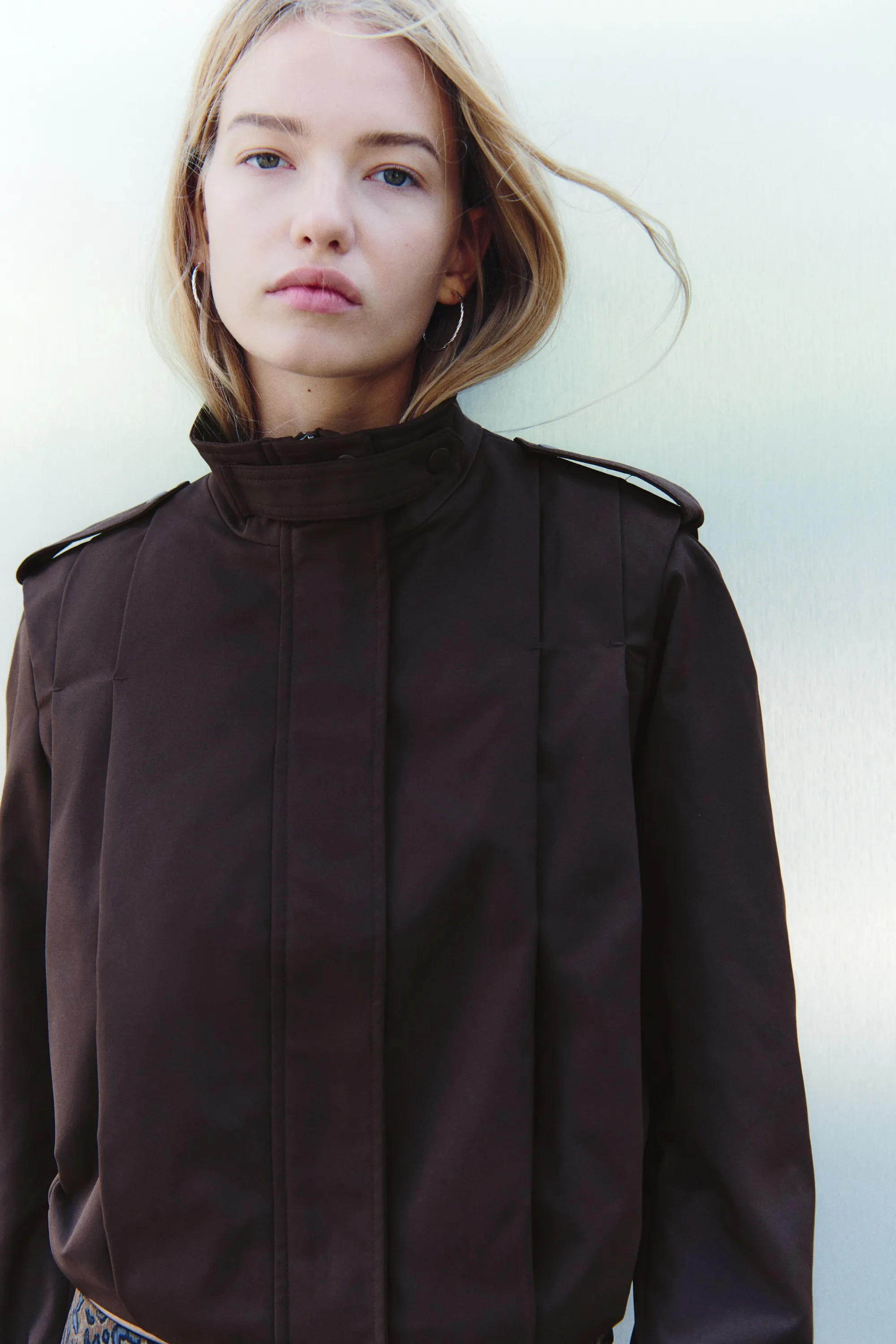 Veste oversize plissée - Marron foncé