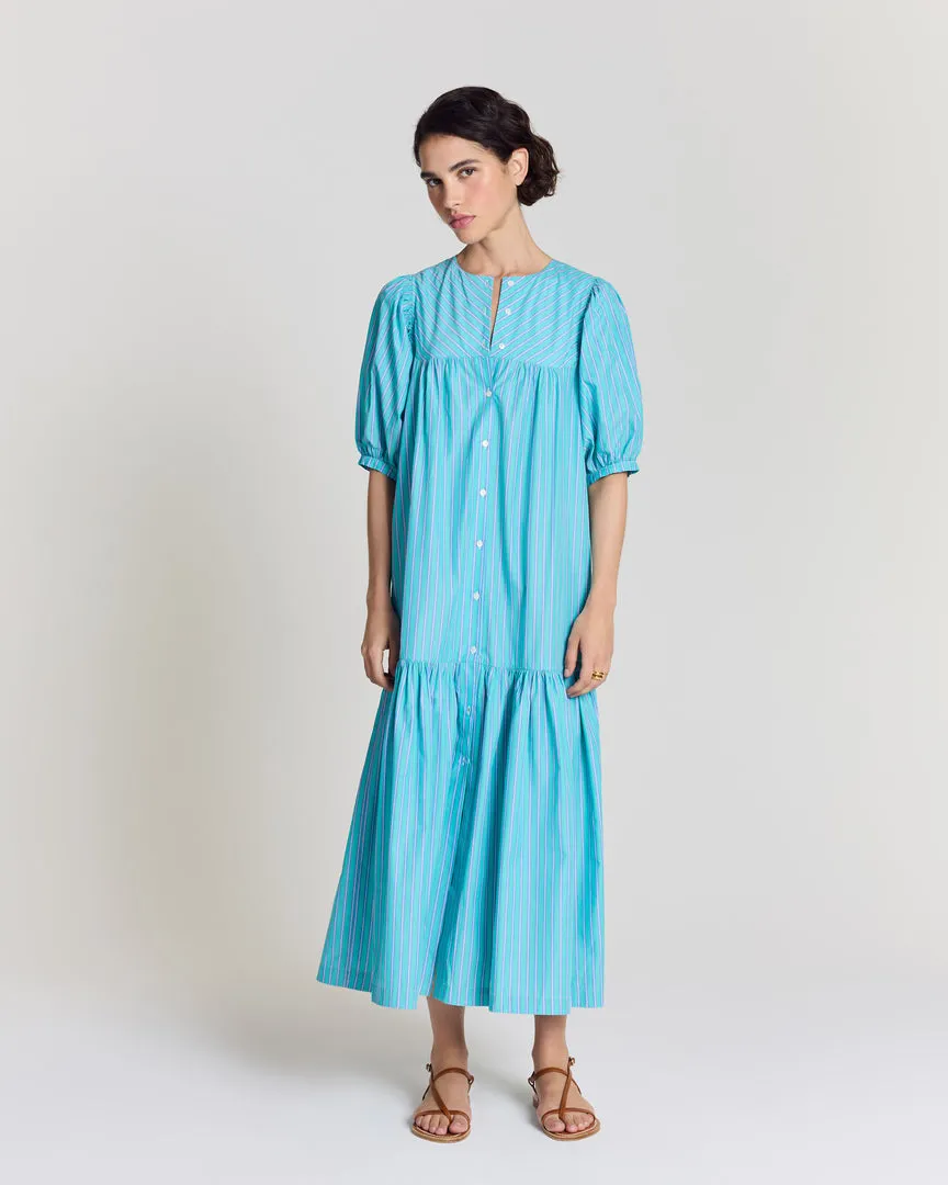 Robe Nicoletta rayures turquoise