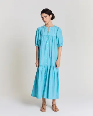 Robe Nicoletta rayures turquoise — photo 1