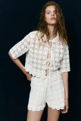Short façon crochet - Crème — photo 1
