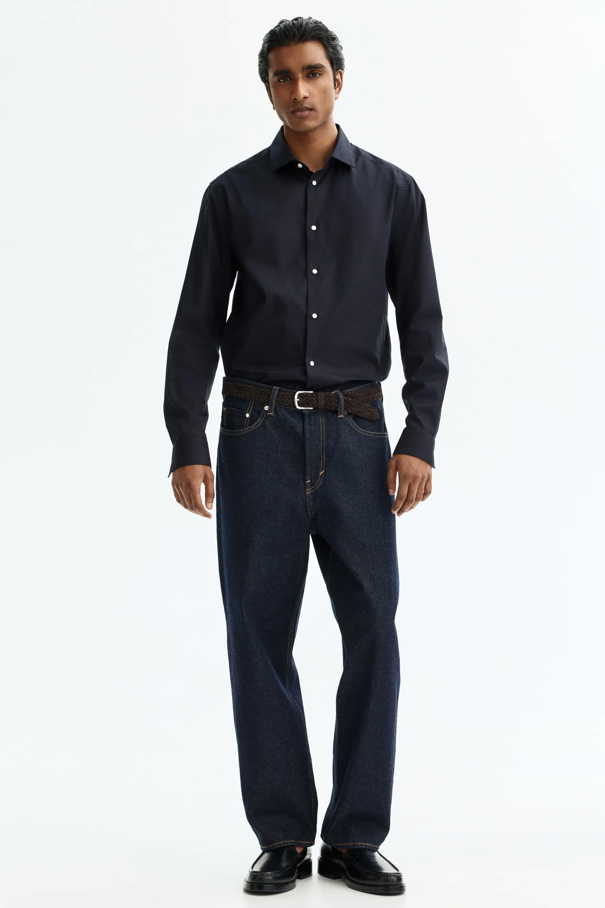 Chemise Slim Fit en coton - Bleu marine