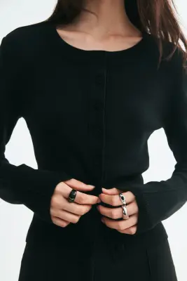 Wool cardigan - Noir — photo 2