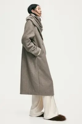 Manteau à écharpe - Beige chiné — photo 3