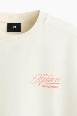 T-shirt boxy Oversized Fit - Crème/Off Shore Racing — photo 4