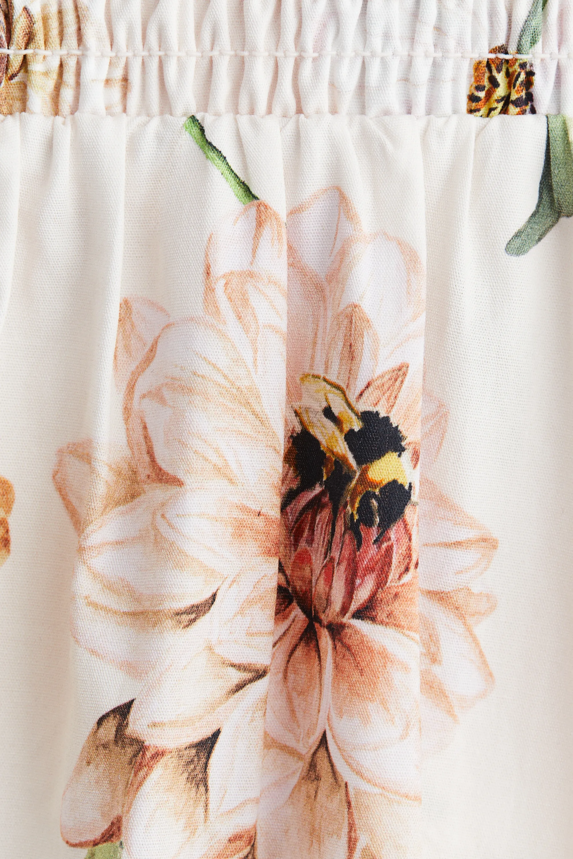 Robe en coton avec bretelles à nouer - Blanc/fleuri