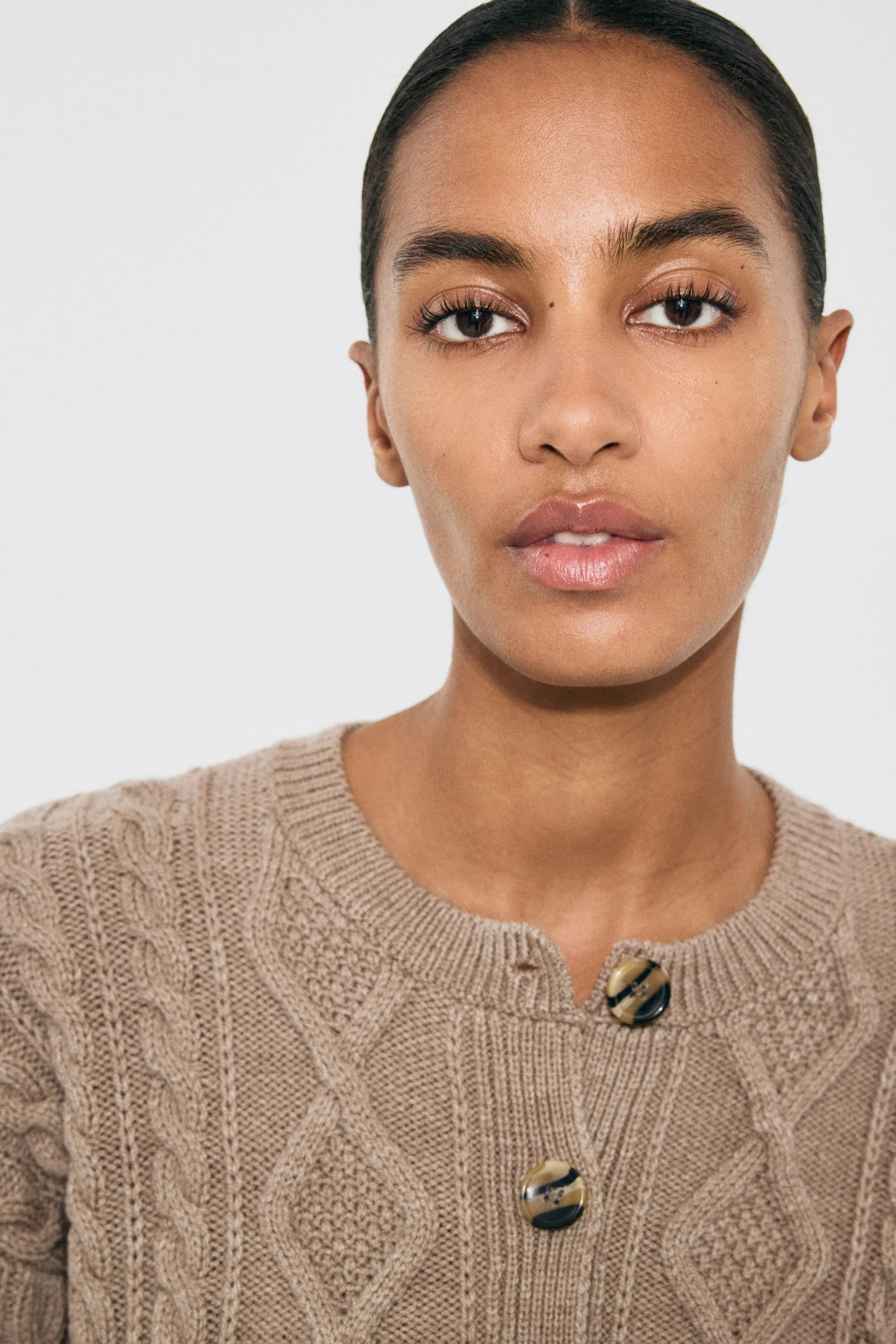 Gilet en maille torsadée - Taupe
