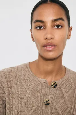 Gilet en maille torsadée - Taupe — photo 1