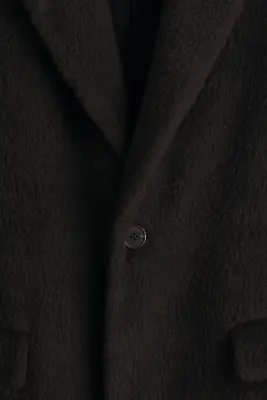 Manteau à fermeture droite en laine mélangée - Marron foncé — photo 5
