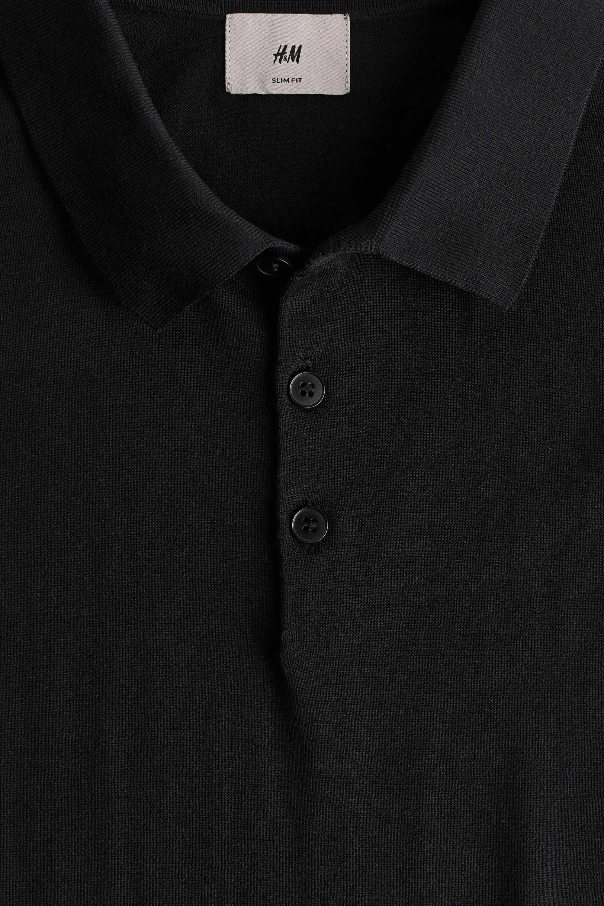 Polo Slim Fit en soie mélangée - Noir