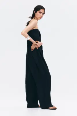 Combi-pantalon bandeau avec détail à nouer - Noir — photo 2
