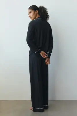 Pyjama en viscose mélangée - Noir — photo 2