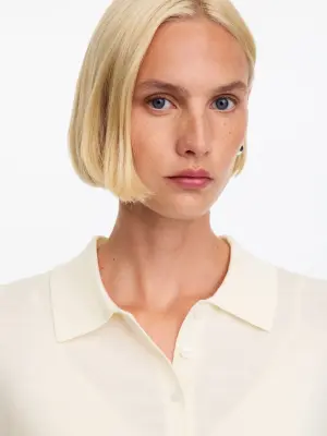 Polo en laine mérinos - Blanc cassé — photo 3