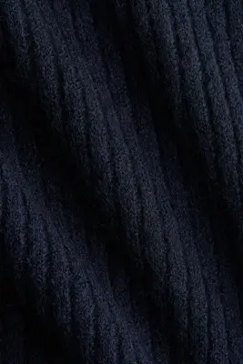 Robe épaules nues en maille côtelée - Bleu marine — photo 4