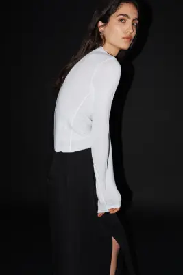 Top en coton pima - Blanc — photo 3