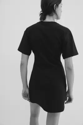 Robe T-shirt sablier en coton - Noir — photo 3