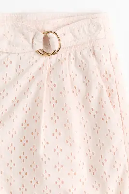 Short en coton avec broderie anglaise - Rose pâle — photo 3
