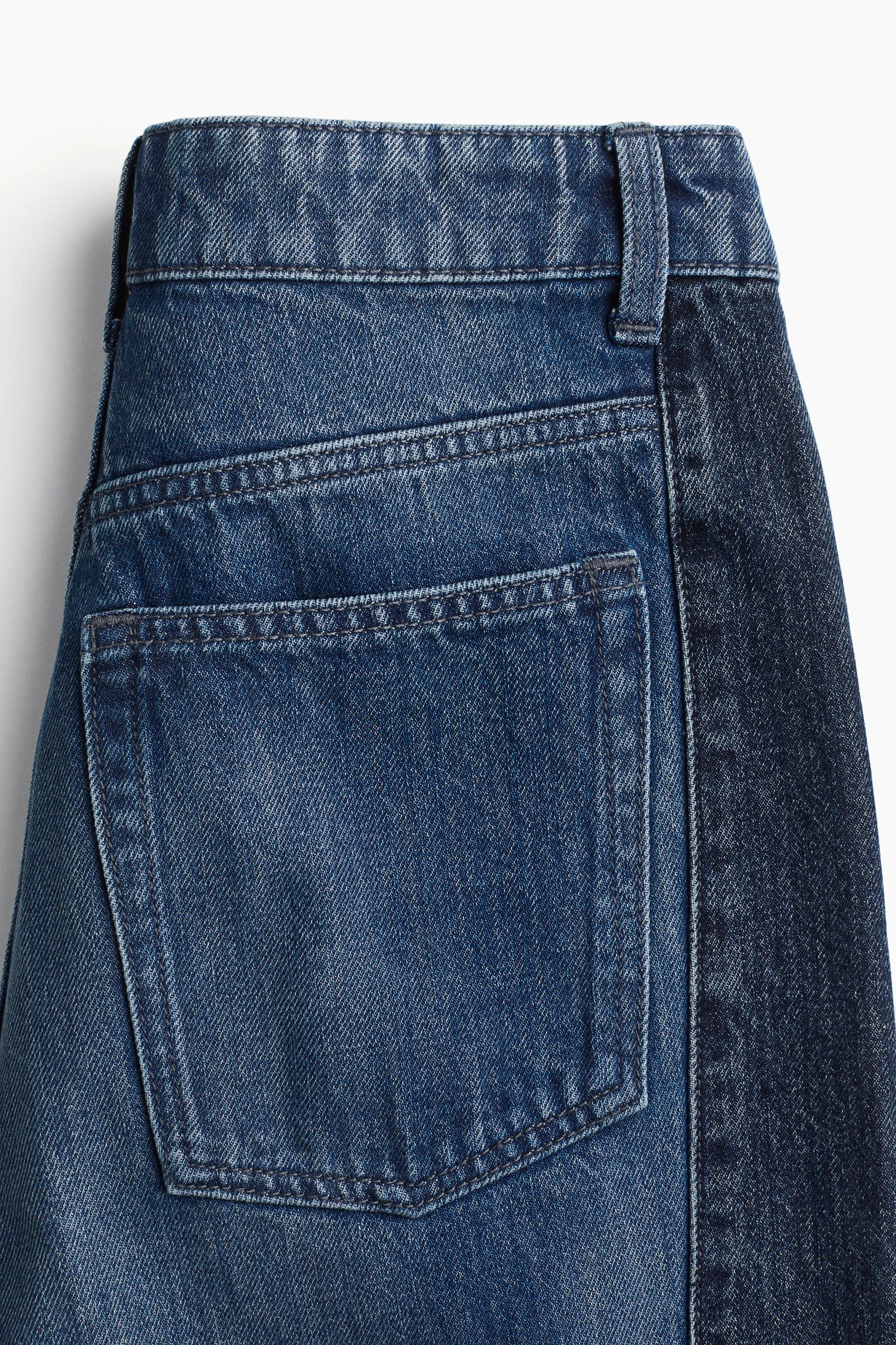 Jean bicolore à jambes larges - Bleu denim