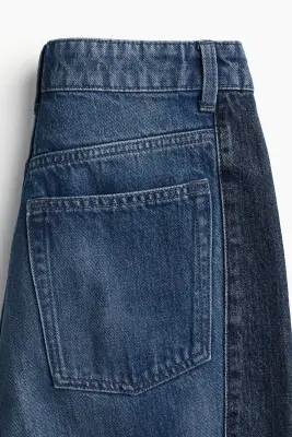 Jean bicolore à jambes larges - Bleu denim — photo 1