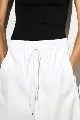 PANTALON BARREL TAILLE ÉLASTIQUÉE - BLANC — photo 2