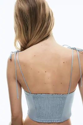 Top bustier en satin - Bleu ancien clair — photo 2