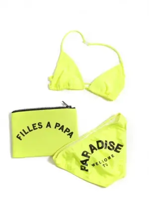 Maillot de bain deux pièces bikini jaune fluo WELCOME TO PARADISE Prix boutique 175€ Taille 34 — photo 1