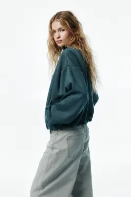 Veste oversize en jersey - Turquoise foncé — photo 3