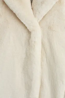 VESTE FAÇON FAUSSE FOURRURE À COL CHÂLE - BEIGE CLAIR — photo 4