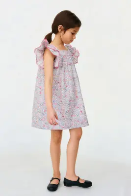 Robe en popeline de coton - Violet clair/fleuri — photo 1