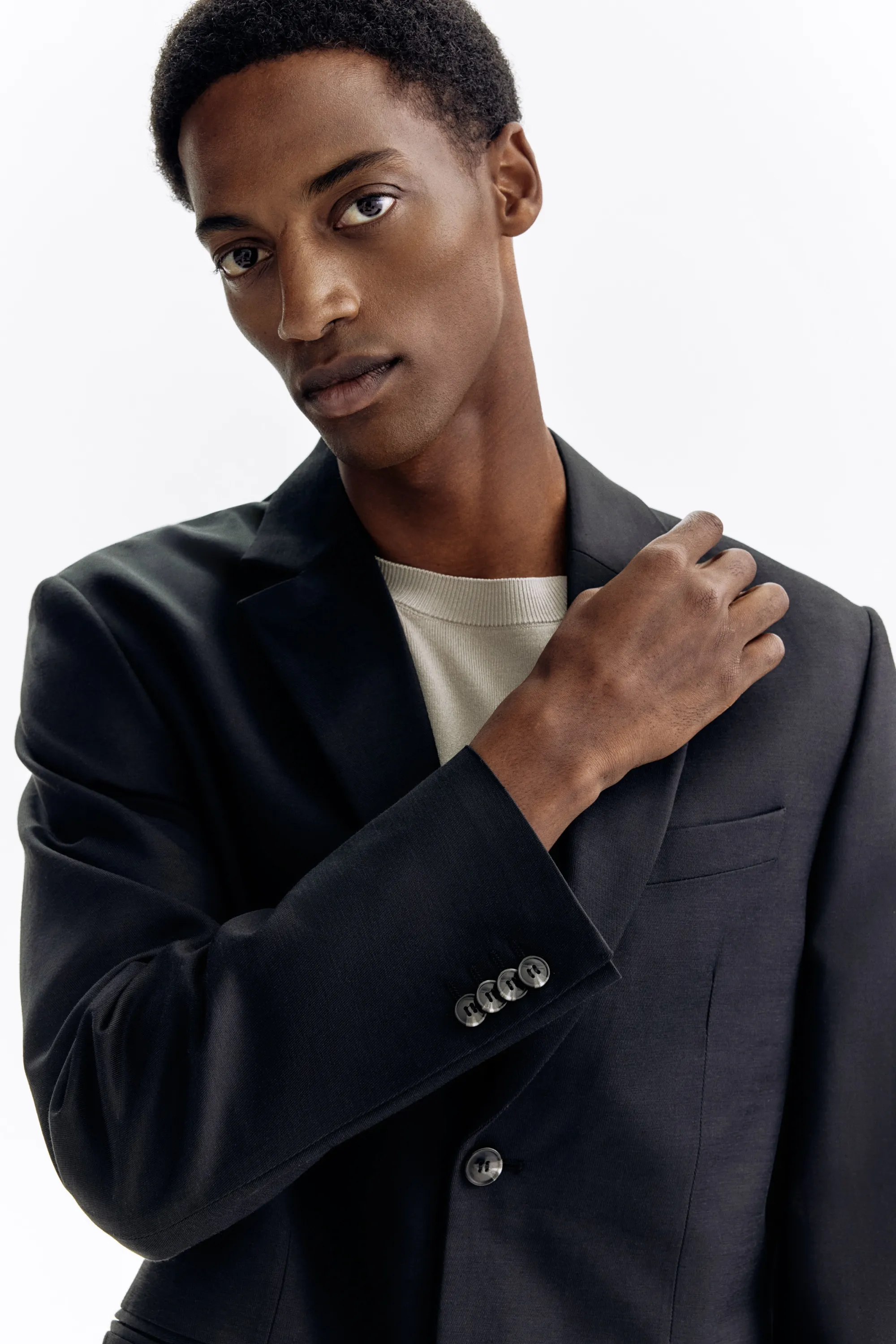 Veste Regular Fit à fermeture droite - Noir